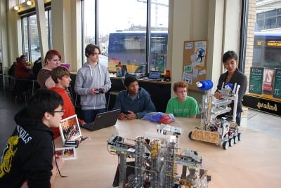 The academy's robotics lab these days sometimes includes nearby High 5 Pie (Image: SAAS)