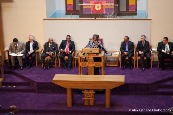 Rev. Dr. Samuel Berry McKinney, third from left, was honored during services Sunday (Images: Alex Garland for CHS)