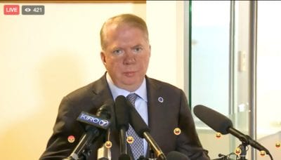 The short statement was broadcast live via Facebook by several media organizations including Q13 Fox